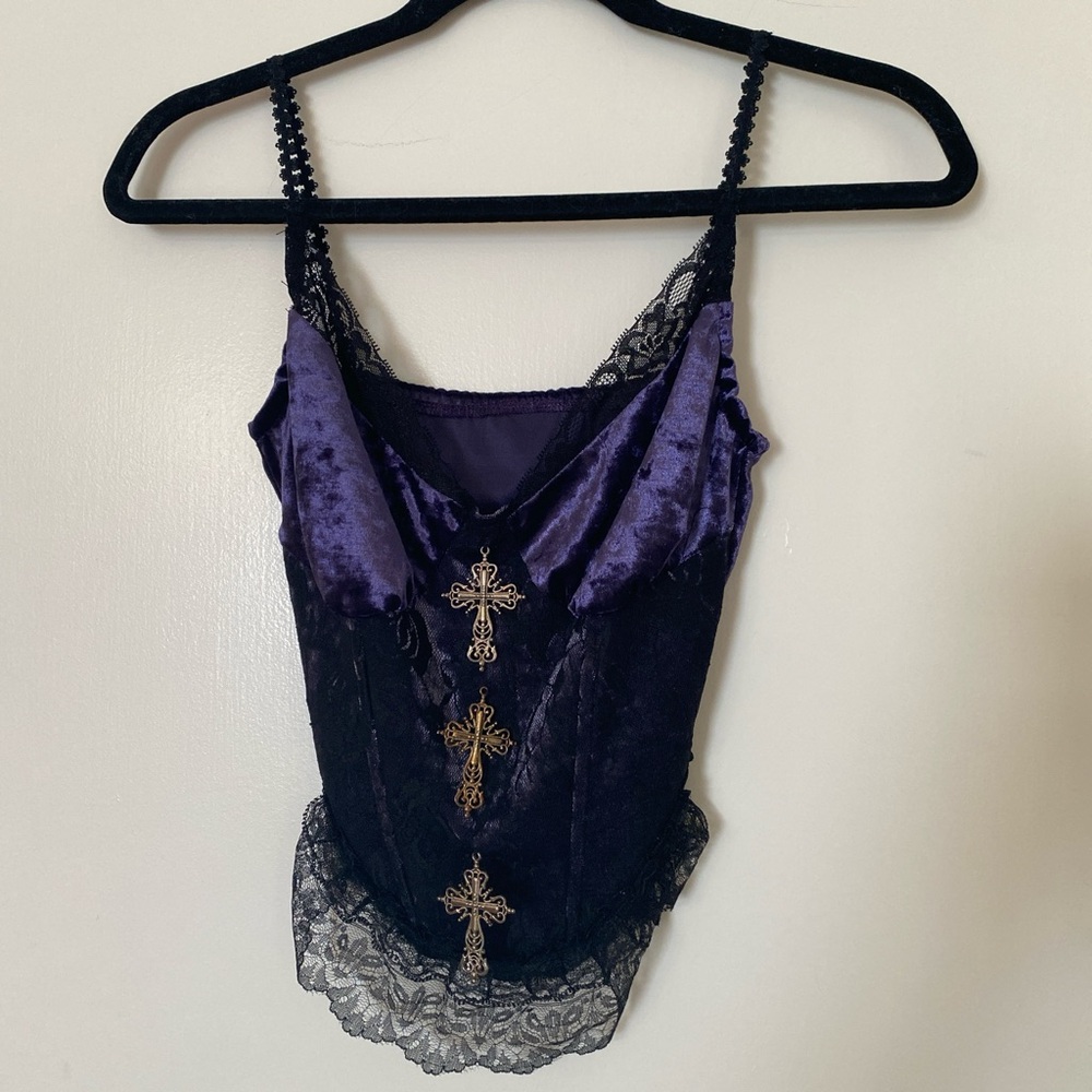 Purple and Black Lace Corset Top